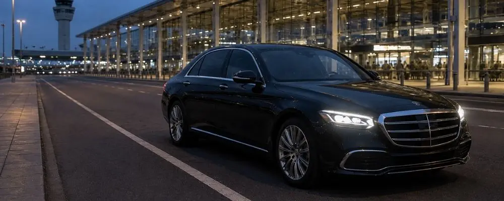 Drive 57 Limousine Berlin diskreter Flughafentransfer mit Luxuslimousine am Flughafen