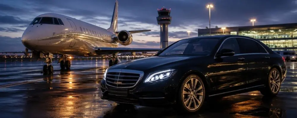 Drive 57 Limousine Berlin diskreter Flughafentransfer für VIP-Gäste mit Luxuslimousine und Privatjet